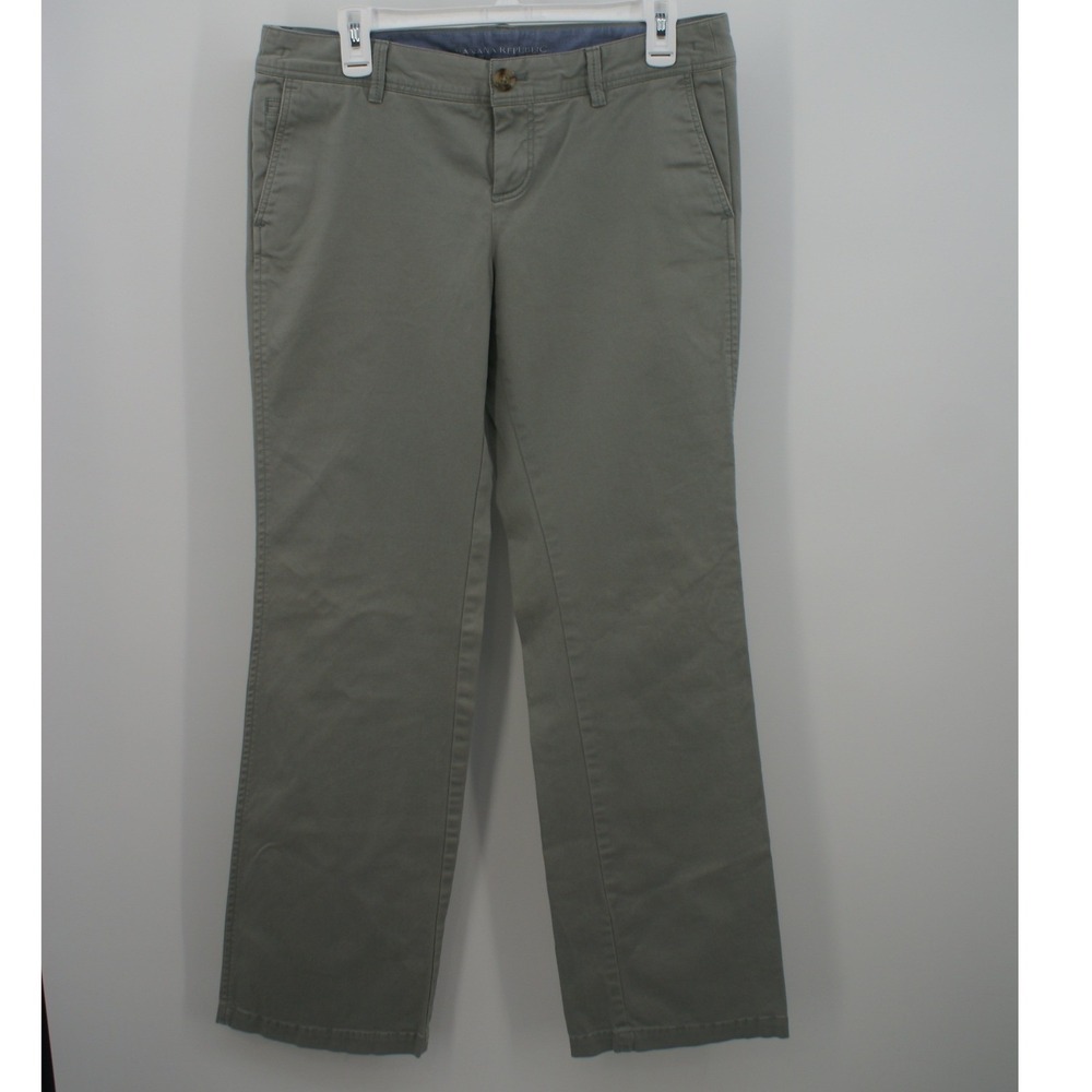 Banana Republic Womens Stretch Chino Pants Olive Green Straight Leg Size 10